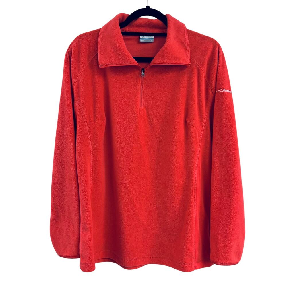 Columbia Orange 1/4 Zip Fleece Pullover Womens XL
